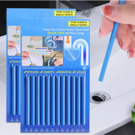 Pipe Cleaning Sticks Oil Kitchen Toilet Drain Cleaner 12 Pcs